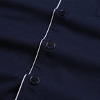 ADKN Navy Mens Bamboo Pyjamas - Bamboo & Organic Cotton Mens Button Up Pyjamas