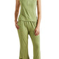 Bamboo Sleeveless Pyjamas Loungewear with Cropped Trousers - Lime