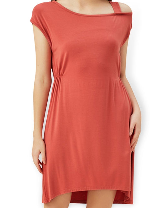 Women Coral Red Slip Dress - Perfectly Imperfect