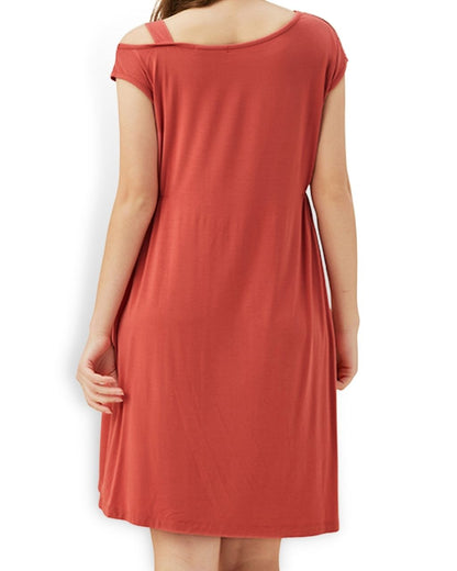 ADKN Bamboo Women Loungewear - Slip Dress in Coral Red