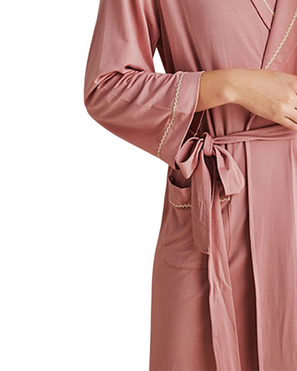 ADKN Womens Bamboo Dressing Gown - Blush Pink