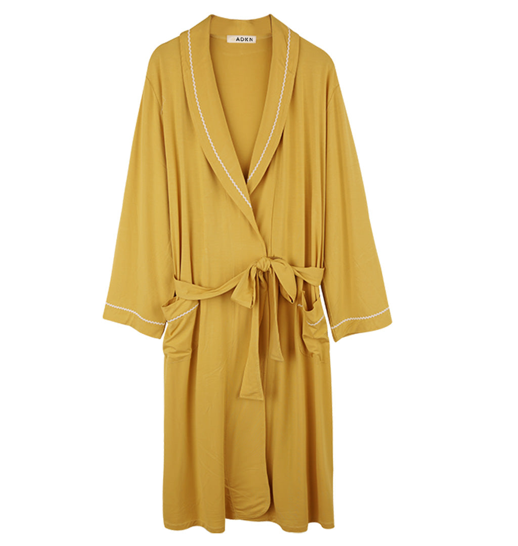 Bamboo Womens Mustard Dressing Gown - Ethical Loungewear | ADKN Bamboo Womens Mustard Dressing Gown - Ethical Loungewear | ADKN