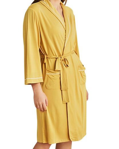 ADKN Bamboo Womens Dressing Gown - Mustard Yellow