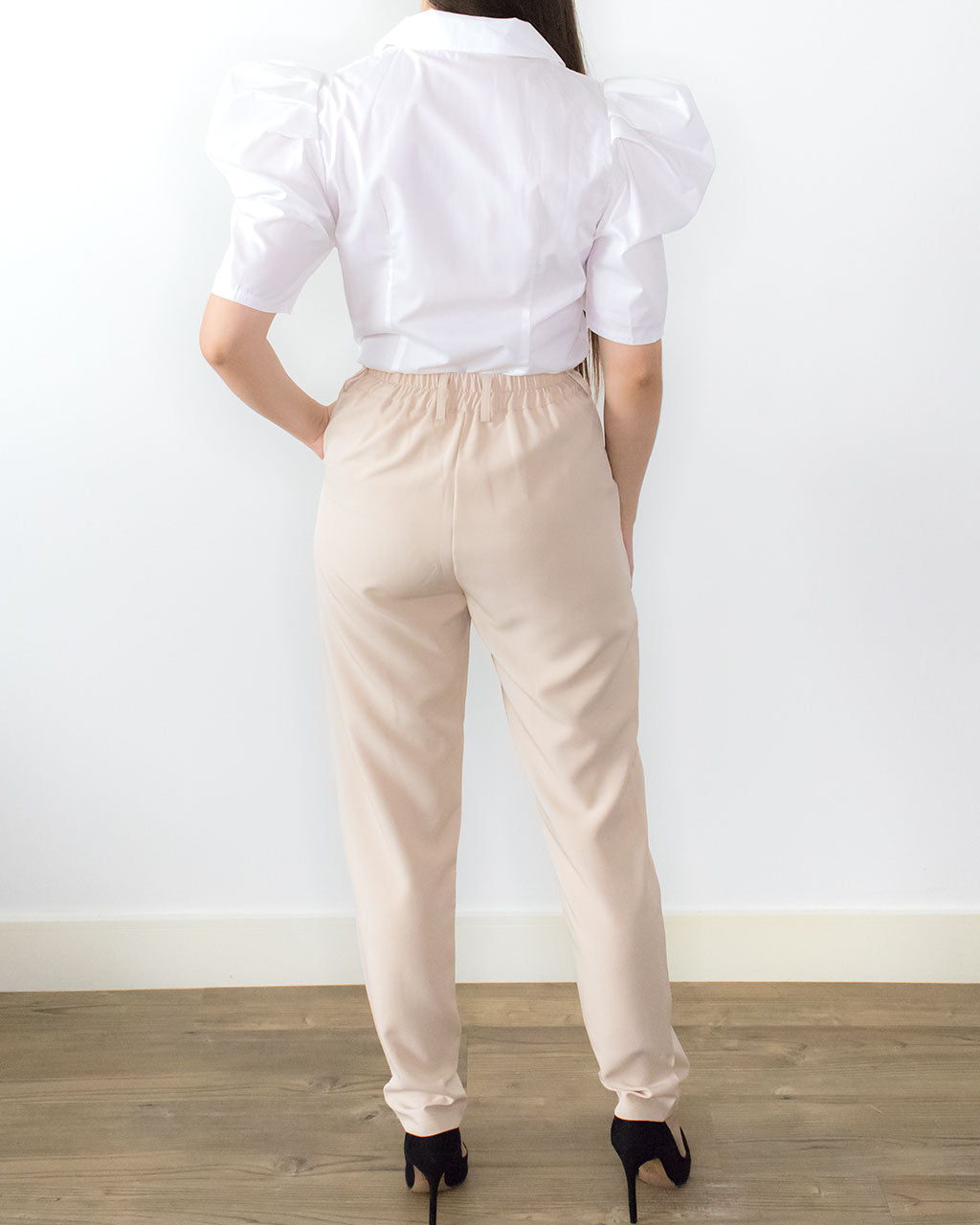 ADKN Kara Beige Slim Leg Trousers