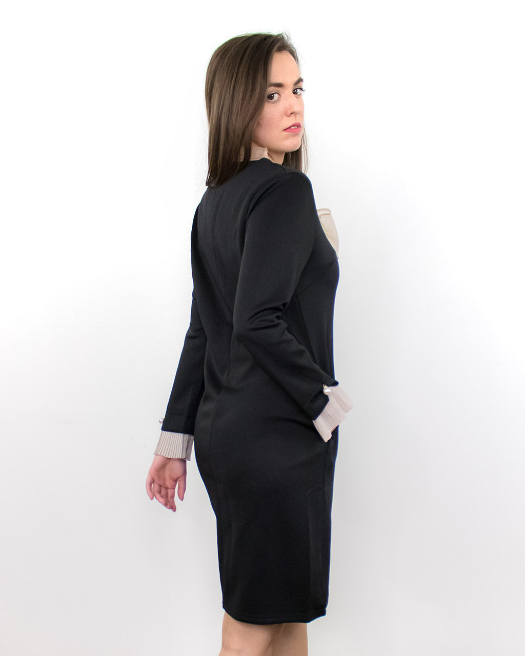 ADKN Lana Black Long Sleeve Dress with Pockets