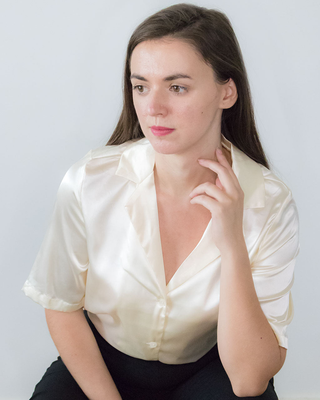 ADKN Nera Champagne Satin Blouse