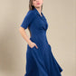 Farrah Blue Dress - Button Dress with Short Sleeves
