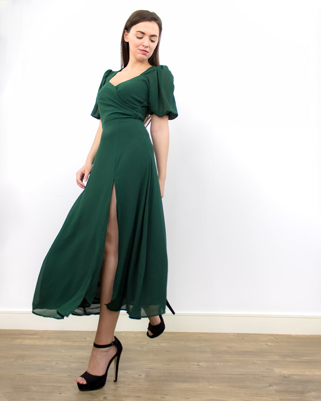 Green Dress with Sweetheart Neckline - Emerald Dress | ADKN UK