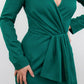 Agnes Emerald Green Fitted Midi Dress with V-neck