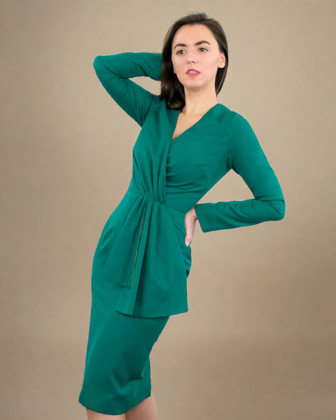 Agnes Emerald Pencil Dress - Ethical Sustainable Clothing - ADKN