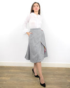 ADKN Plya Grey Fit & Flare High Waist Skirt with Pockets
