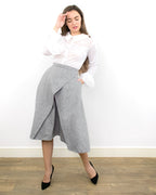 ADKN Plya Grey Fit & Flare High Waist Skirt with Pockets