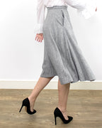 ADKN Plya Grey Fit & Flare High Waist Skirt with Pockets