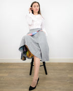 ADKN Plya Grey Fit & Flare High Waist Skirt with Pockets