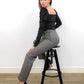 Women's smart grey office work tailored high waisted ethical party trousers made in UK from sustainable hemp & organic cotton