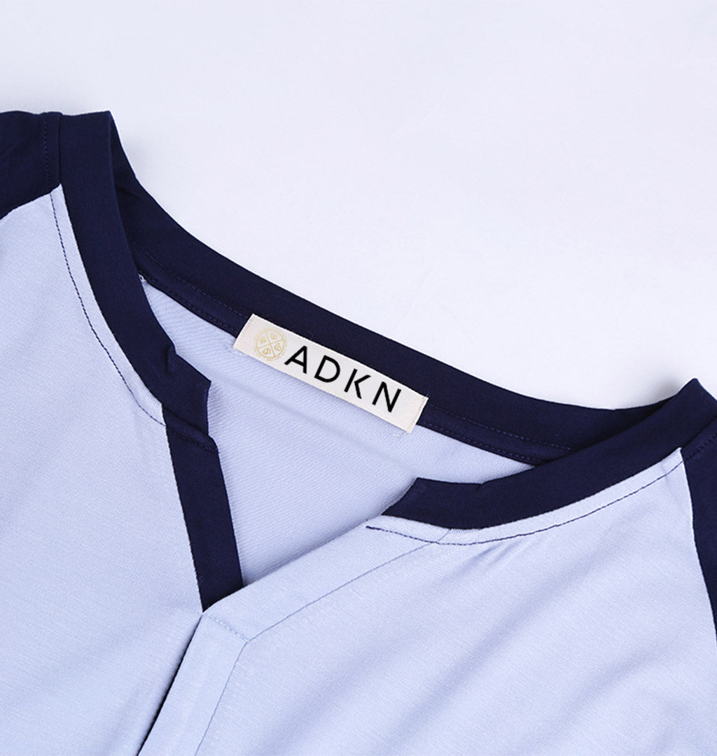 ADKN Bamboo Men Shorts Pyjamas - Pale Blue