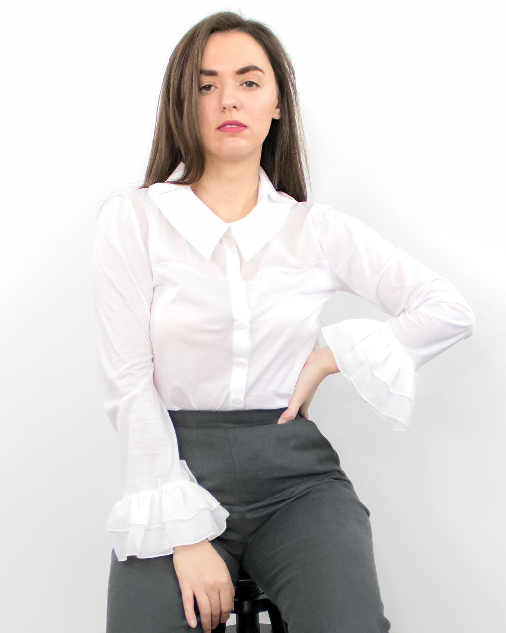 ADKN Tapio White Button-up Organic Cotton Blouse