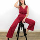Elvira Red Organic Cotton Wide Leg Jumpsuit for Weddings