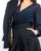 ADKN Tenes Black Wide-Leg High Waist Trousers with Pockets