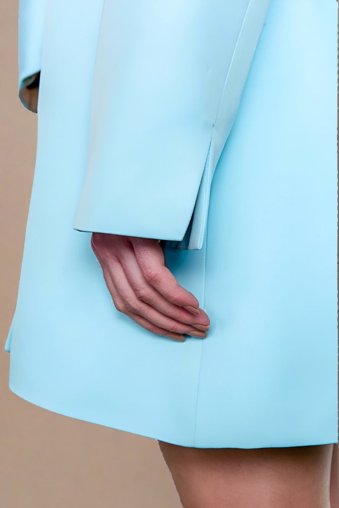 ADKN Cardea Pastel Blue Oversized Coat with Scarf