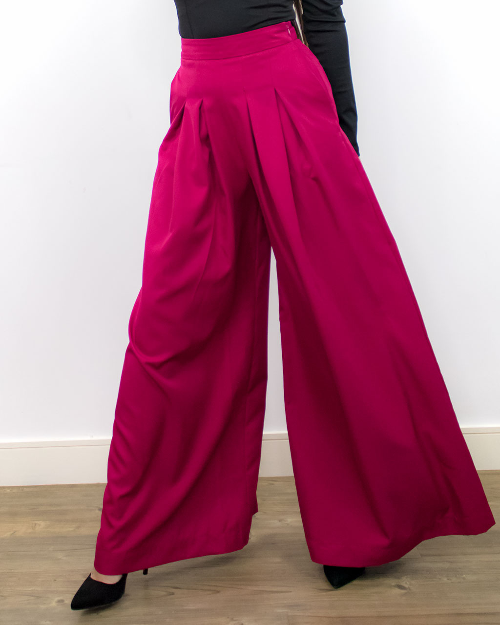 ADKN Tenes Red Palazzo High Waisted Trousers Women