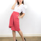 Sustainable ethical designer elegant a-line straight red classic skirt with pleats & pockets for formal spring wedding ADKN