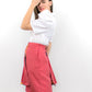 Luxury designer high waisted red double layer flowy flare straight skirt ADKN ethically made in UK from sustainable materials