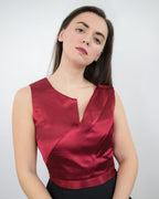 ADKN Eirene Red Satin Crop Top