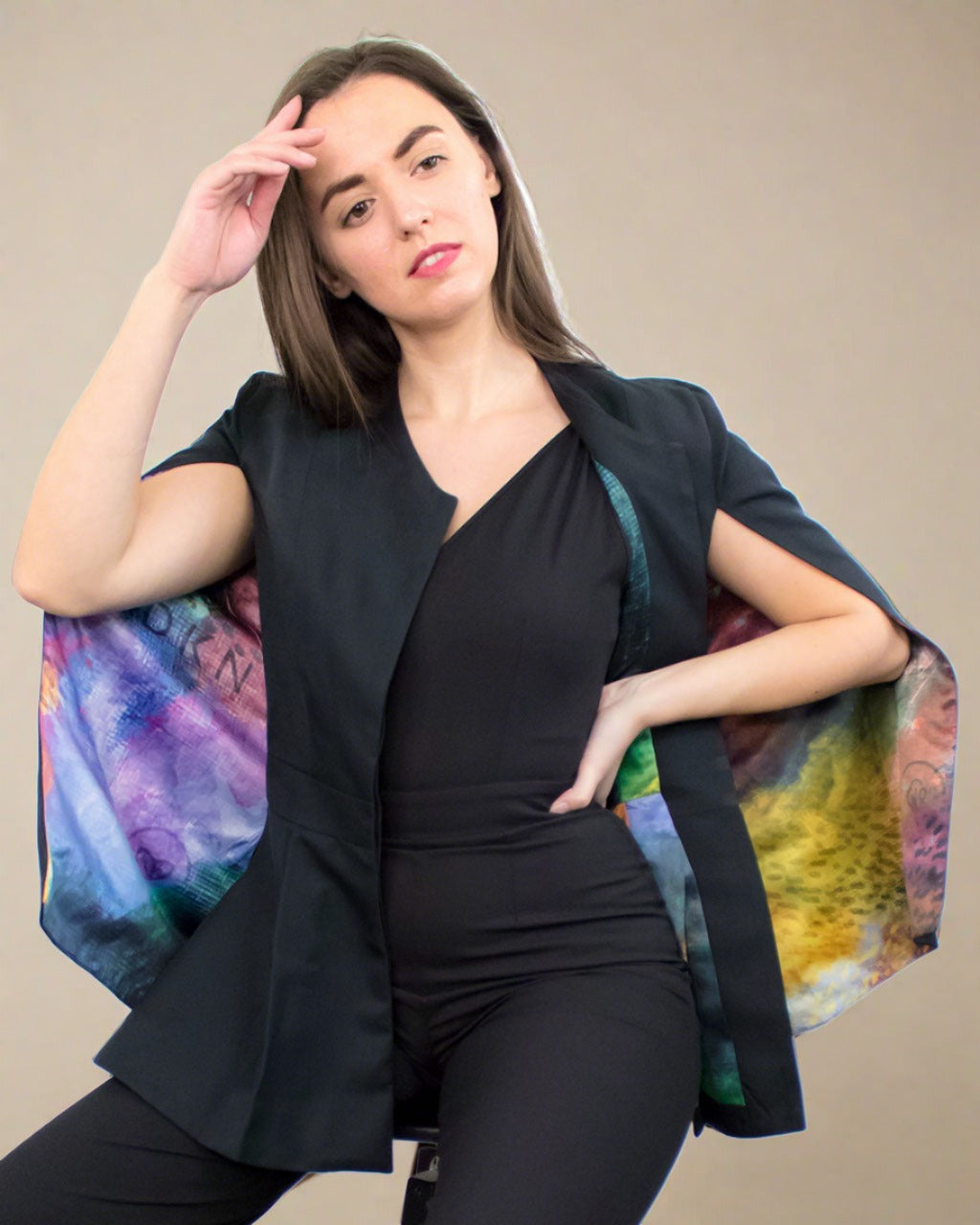 ADKN Amee Black Short Cape