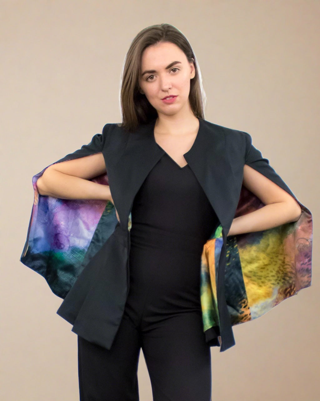 ADKN Amee Black Short Cape