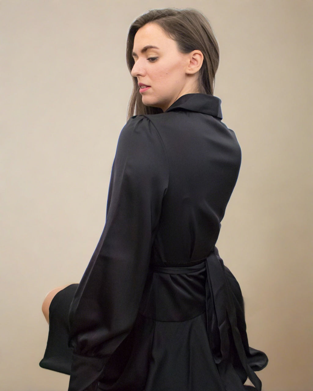 Elye Black Wrap Dress - Satin Mini Black Dress