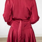 Elye Wrap Dress - Mini Red Satin Dress