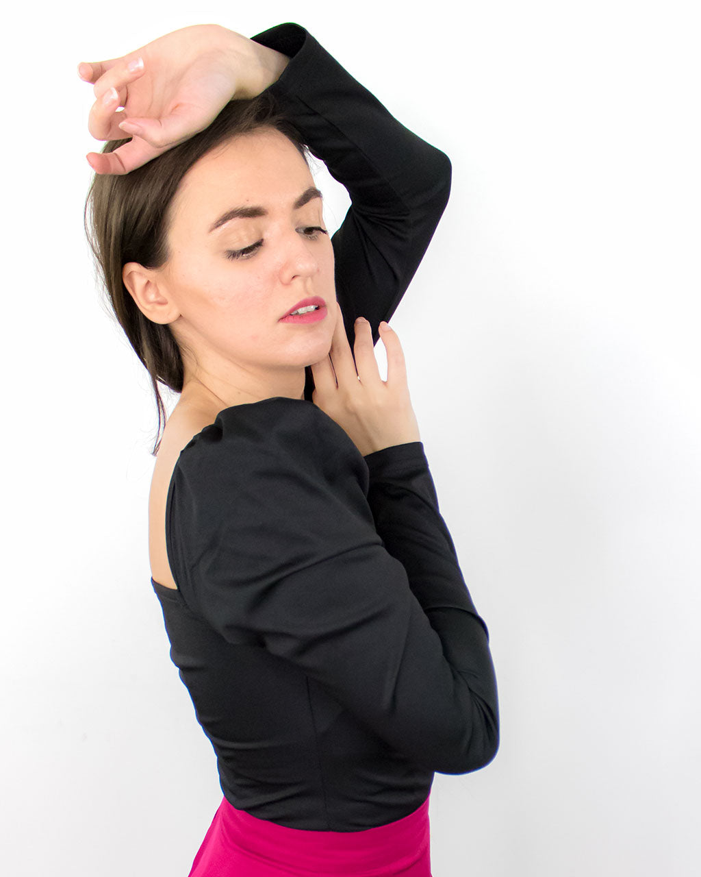 ADKN Lyah Black Puff Sleeve Sweetheart Top