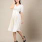 Brielle White Dress - Boho White Midi Dress with Sleeves