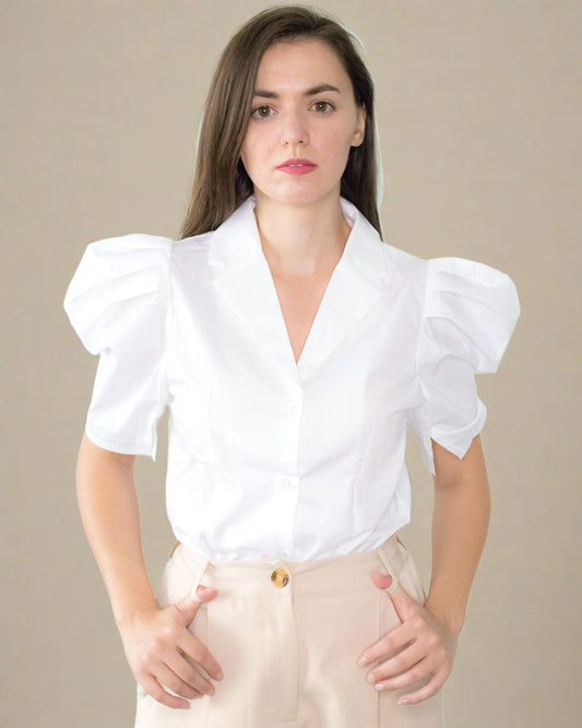 ADKN Quin Puff Sleeve White Shirt