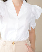 ADKN Quin Puff Sleeve White Shirt