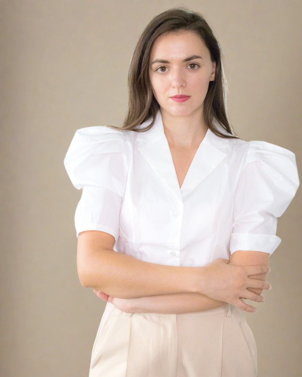 ADKN Quin Puff Sleeve White Shirt