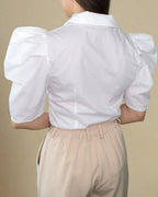 ADKN Quin Puff Sleeve White Shirt