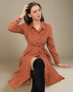 ADKN Tazia Orange Long Sleeve Wrap Dress