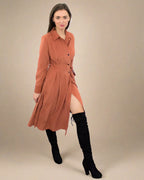 ADKN Tazia Orange Long Sleeve Wrap Dress