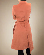 ADKN Tazia Orange Long Sleeve Wrap Dress