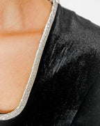 ADKN Amera Long Sleeve Black Velvet Dress - Velvet Bodycon Dress