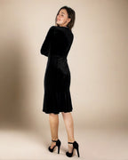 ADKN Amera Long Sleeve Black Velvet Dress - Velvet Bodycon Dress