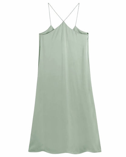 Zoie Mint Green Summer Strappy Dress - Midi Slip Dress