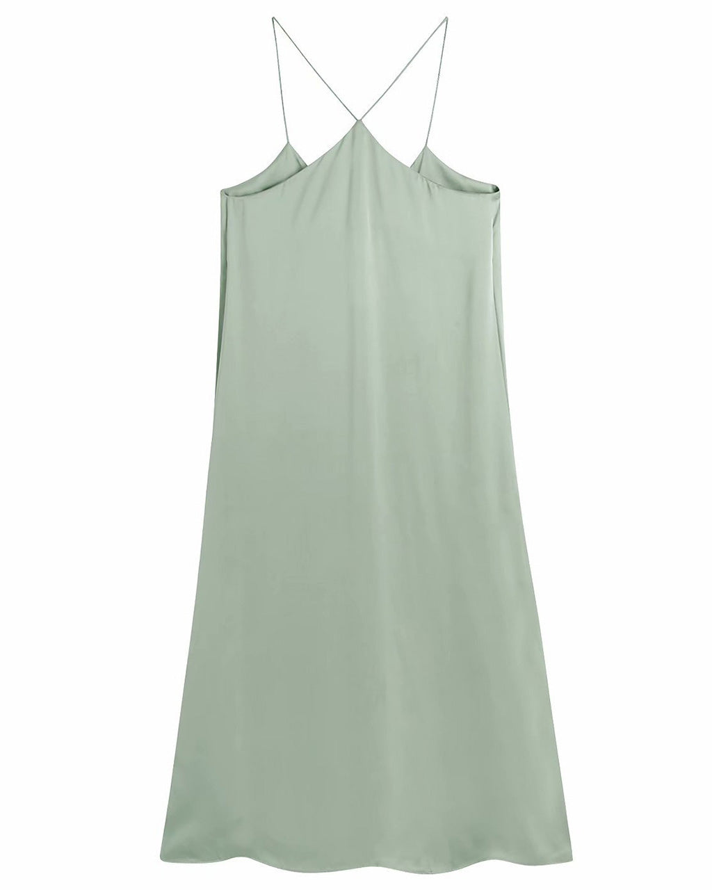 Satin Mint Green Summer Strappy Dress - Midi Slip Dress | ADKN UK Satin Mint Green Summer Strappy Dress - Midi Slip Dress | ADKN UK