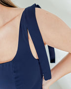 ADKN Oceane Blue Strappy Dress - Square Neck Midi Dress