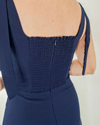 ADKN Oceane Blue Strappy Dress - Square Neck Midi Dress