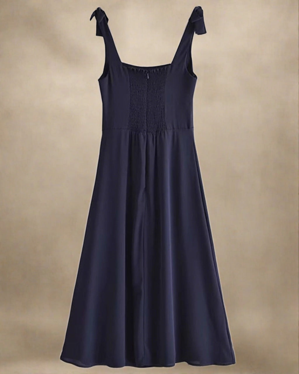 Navy Blue Strappy Dress - Square Neck Midi Dress | ADKN