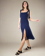 ADKN Oceane Blue Strappy Dress - Square Neck Midi Dress