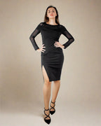 ADKN Kera Black Long Sleeve Bodycon Mini Dress